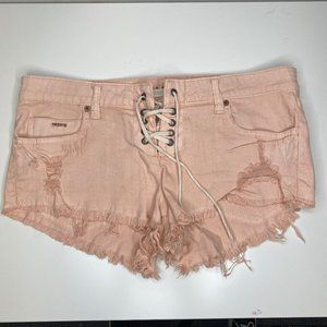 Pink shorts with tie front